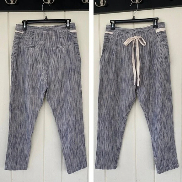 Free People, Light At Sunrise Crop Pants, Drawstring, Seersucker, Blue, Cream - Picture 3 of 7